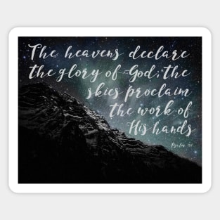 Psalm 19:1, The Heaven's Declare the Glory of God, Mountain & Stars Sticker